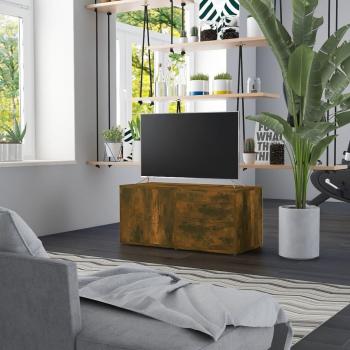 Mueble para TV de madera contrachapada 80x34x36 cm en roble ahumado, color marrón
