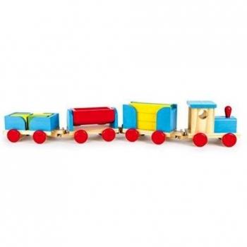 Legler - Juego de construcción Cubos Tren de Madera, para +3 años