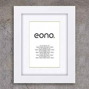 Eono by Amazon - Marco de Fotos de Madera Maciza y Cristal de Alta Definición para Pared Fotos de 10x15 cm con paspartú y de 15x20 cm sin paspartú Blanco