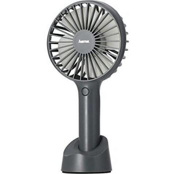 Hama | Ventilador portátil con batería recargable por USB, 3 velocidades, Soporte Smartphone