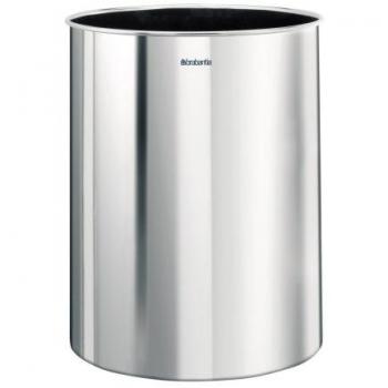 Papelera cilíndrica Brabantia de acero inoxidable Brilliant Steel, capacidad 15L, tapa oscilante extraíble, fácil de limpiar, resistente a la corrosión