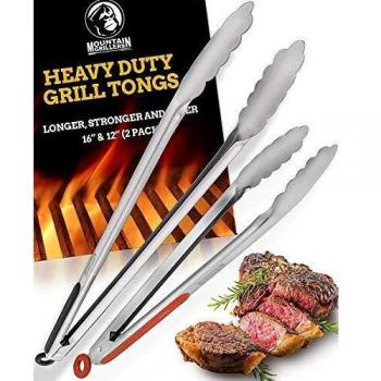 Cooking Tongs for Kitchen Grill & BBQ - Best Tongs for Cooking Food in The Sizes You Need - Long Locking Stainless Steel Tongs for Grilling & Barbecue - Cook Your Meat, Not Your Hands!