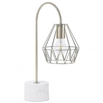 Lámpara de mesa industrial moderna con pantalla de metal dorado y soporte blanco Mooni