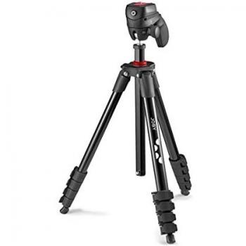 JOBY Compact Action Tripod, Trípode de Cámara con Rótula, Montura Universal de Liberación Rápida ¼-20 pulg. y Bolsa, para CSC, DSLR, Sin Espejo, Teléfono Móvil, Negro para Fotografía, Vídeo, Vlogging