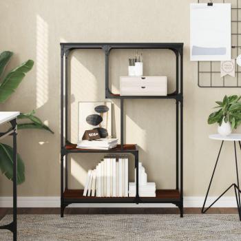 Estantería de madera de ingeniería y acero 81x36x115 cm en colores Negro, Roble Sonoma y Roble ahumado - Mueble de Almacenaje para Oficina, Estudio y Dormitorio