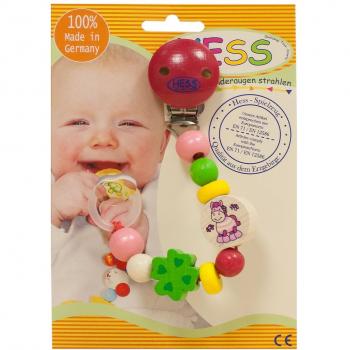 Hess 13680 - Cadena de madera de clip para chupete, diseño caballo