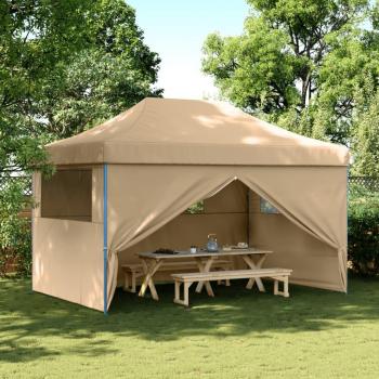 Tienda de fiesta plegable emergente con 4 paredes laterales beige