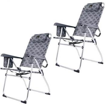 Lote de 2 Sillas Plegables de Playa Aluminio Palmera 2081-3 con Reposabrazos y 8 Posiciones - Marca de Calidad Crevicosta