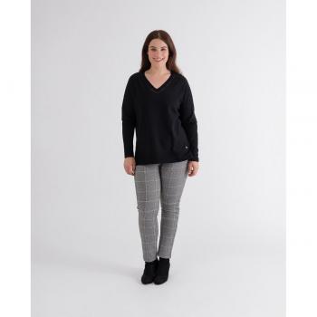 Leggin de mujer tejido jacquard de tiro medio con botones decorativos