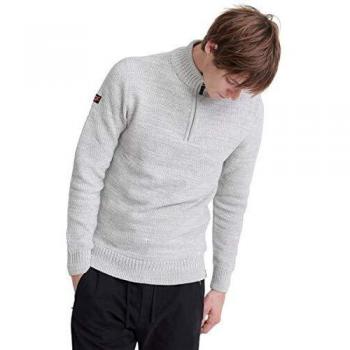 Superdry de los Hombres Keystone Henley Zip Knit, Gris, L