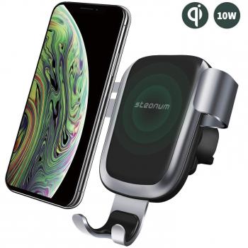 steanum Cargador Inalámbrico Coche, Carga Rápida Coche Soporte Móvi Aplicable a Rejillas del Aire con Galaxy s9/s9+/s8/s8+/S7/S6 Edge+/Note 5, Cargador Inalámbrico QI para iPhone XS/XS Max/XR/X/8/8+