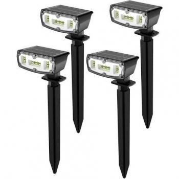 OUSFOT Luces Solares Led Exterior IP67 Luces Solares Led Exterior jardin 4 Pack focos, 30 LEDs Focos Solares Exterior Impermeable con 2 niveles de brillo Patio, Calzada, Piscina y Camping
