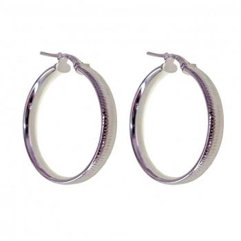 Pendientes Aros de Plata Ley 925m con Dibujo, 25 mm, Diseño Elegante para Mujer