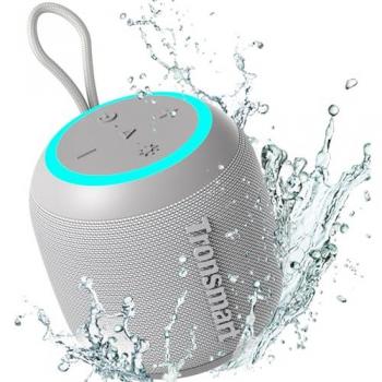 Altavoz Inalámbrico Bluetooth Tronsmart T7 Mini Gris, 15W, 18 Horas de Reproducción, Sonido Estéreo 360°, Resistente al Agua IPX7