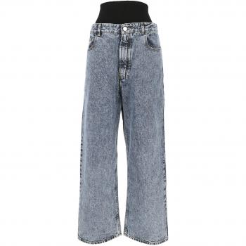 Alaia Women's Knitted Band Denim Jeans in Blue | Size 40 | AA9P01556T535