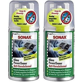 Sonax Limpiador desinfectante de aire acondicionado, Set 2 x 150 ml, con aroma fresco, color verde limón antibacteriano