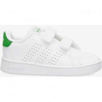 Zapatillas infantiles adidas Advantage Lifestyle Court con dos cierres de velcro, color blanco y verde, talla 25 EU