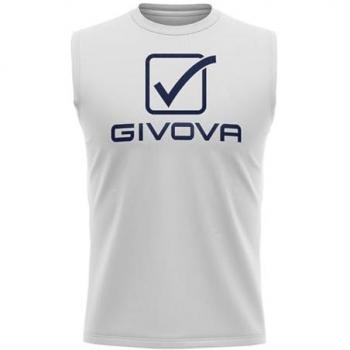 Givova Cotton Tank Top with Big Sponsor Logo, White, Size M