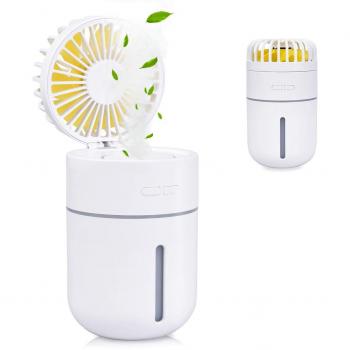 Humidificador Portátil 400ml USB Mini Humidificador Ultrasónico con Ventilador y Luces Humidificador Bebes Silencioso 2000mAh con 2 Modos de Niebla Fría Mejora El Aire Seco para Hogar, Coche, Oficina