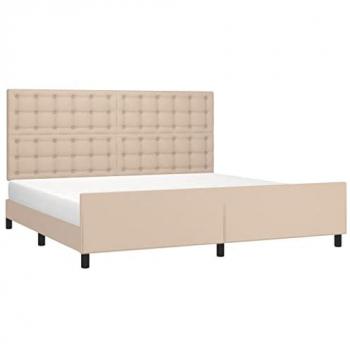 Estructura de cama con cabecero en similpiel color capuchino 200x200 cm