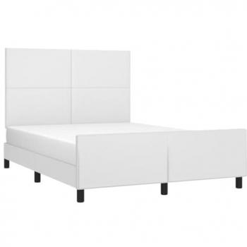 Estructura de cama sin colchón cuero sintético blanco 140x190cm