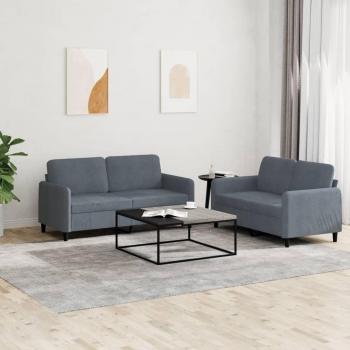 Conjunto de sofás de terciopelo gris oscuro de 2 piezas