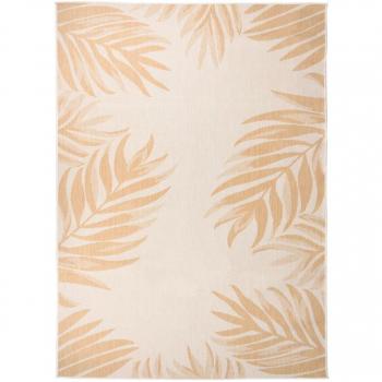 Alfombra de exterior tejido plano estampado de hoja 200x280 cm Amarillo