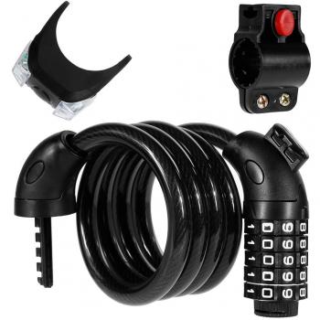 Zacro Candado de Bicicleta Seguridad Cable de Bloqueo de 5 Dígitos Restable Combinación para la Bicicleta al Aire Libre con 1 Luz LED de Bicicleta Gratis