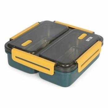 Fiambrera Hermética Doble Acero Plástico ThermoSport 19,8 x 19,8 x 6,3 cm (6 Unidades)