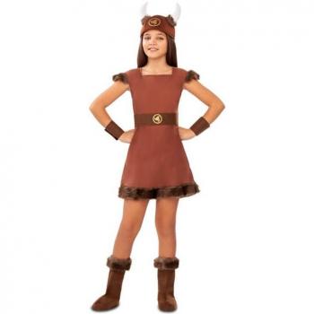 Disfraz de Vikinga Valiente para niña, Talla 5-6 años