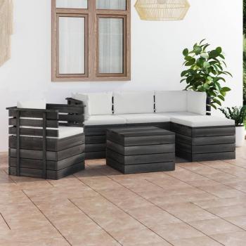 Sofá de jardín de 6 piezas en palet con cojines de pino macizo