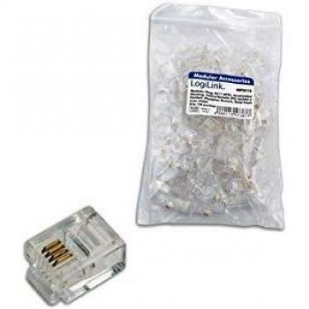 LogiLink Unshielded RJ11 Male Connector for Flat Cable - Pack of 100