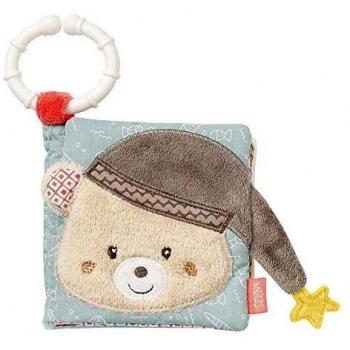 Fehn 060188 Suave libro ilustrado Bruno, libro sensorial de tela con motivos de animales, Para bebés y niños pequeños desde el nacimiento, Medidas: 11 x 11 cm
