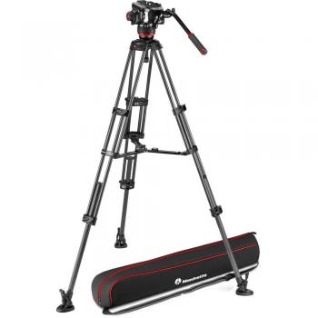 Kit de video Manfrotto con trípode de carbono Twin y rótula 504X, estabilizador central, media altura