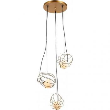 Lámpara colgante moderna Melisa Italux - Lemon balm - Lámpara colgante moderna dorada 3 luces con pantalla dorada, blanca, G9