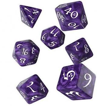 Q Workshop Classic Lavender & White RPG Ornamented Dice Set 7 polyhedral Pieces