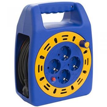 Enrollacables 15m 3G1,5mm² con 4 tomas bipolares 16A y protección TT SOLERA 7413/2