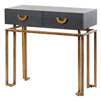 Consola Madera-Metal Negro-Dorado 80x35x77,3 Cm - Funcionalidad y Estilo