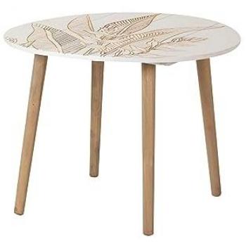 Mesa Auxiliar Elegante de Madera Natural y Blanca 60x60x45 cm - Alta Calidad