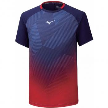 Mizuno Camiseta para Hombre, diseño de Sombra, Color Tomato/Astral Aura, XL