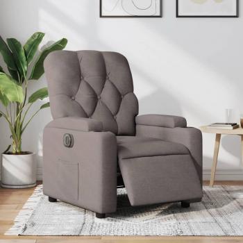 Sillón reclinable eléctrico de tela gris taupé Vidaxl