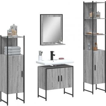Conjunto de muebles de baño 4 piezas gris Sonoma madera multicapa vidaXL