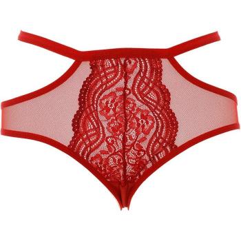 Braguita Culotte de Encaje con Tira en la Cintura para Mujer - Kisses & Love - Roja - Talla M