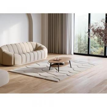 Alfombra de pelo en relieve 160 x 230 cm Beige Arenso