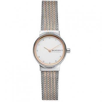Skagen Freja Lille Two Hand para mujer, tamaño de caja de 26 mm, reloj de acero inoxidable, correa de malla de acero inoxidable