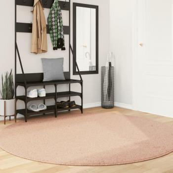 Alfombra de pelo corto suave y lavable color rosado Ø 200 cm Huarte Rosed
