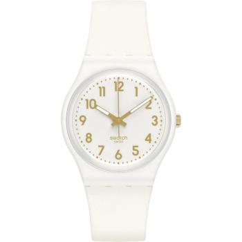 Swatch - Reloj SO28W106-S14 White Bishop con correa de silicona blanca
