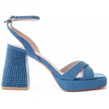 Sandalias de Mujer Montevita Festsand3 Azul con tacón, diseño elegante, material sintético, plantilla acolchada y suela antideslizante