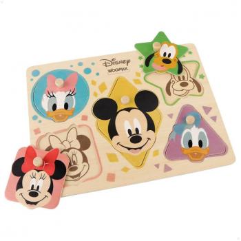 WOOMAX Disney Wooden Puzzle 30x22cm for Ages 24+ Months with 5 Interlocking Pieces by Color Baby Model 48733