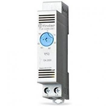 Termostato Finder 7T.81.0.000.2301 para armarios eléctricos, rango -20 a +40 °C, alimentación 110-240 V AC/DC, 1 NO, dimensiones 88.8 x